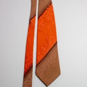 Andre Murasan Vintage Silk Tie 1970s Handmade Orange Brown